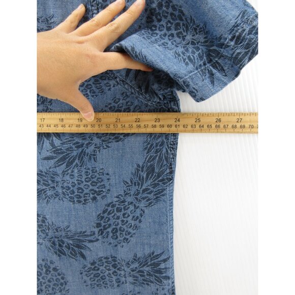 Banana Republic Shirt XL Chambray Hawaiian Loop Collar Slim Pineapple - Picture 6 of 10